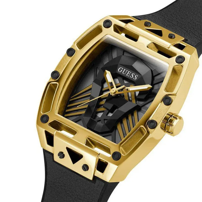 Guess Legend Black Dial Gold Bezel Men’s Watch- GW0500G1